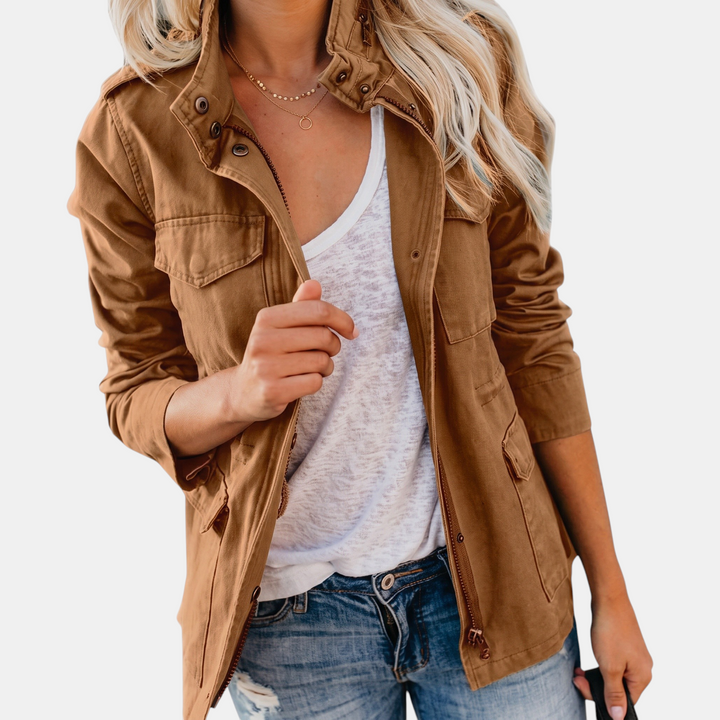 Damen Utility Cargo Jacke mit Mehrfachtaschen und Kordelzug in der Taille