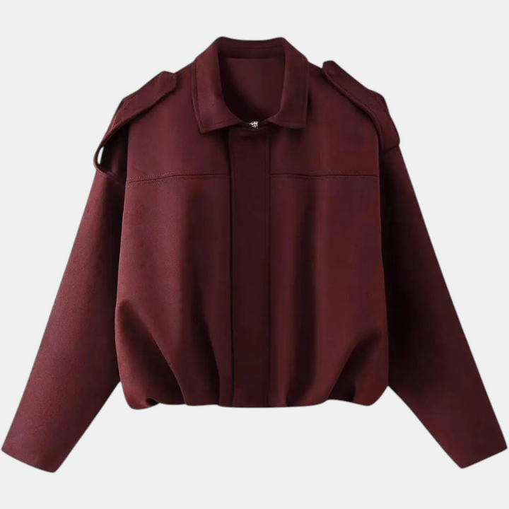 Damen Blouson Hem Batwing Ärmel Wildleder Aviator Jacke