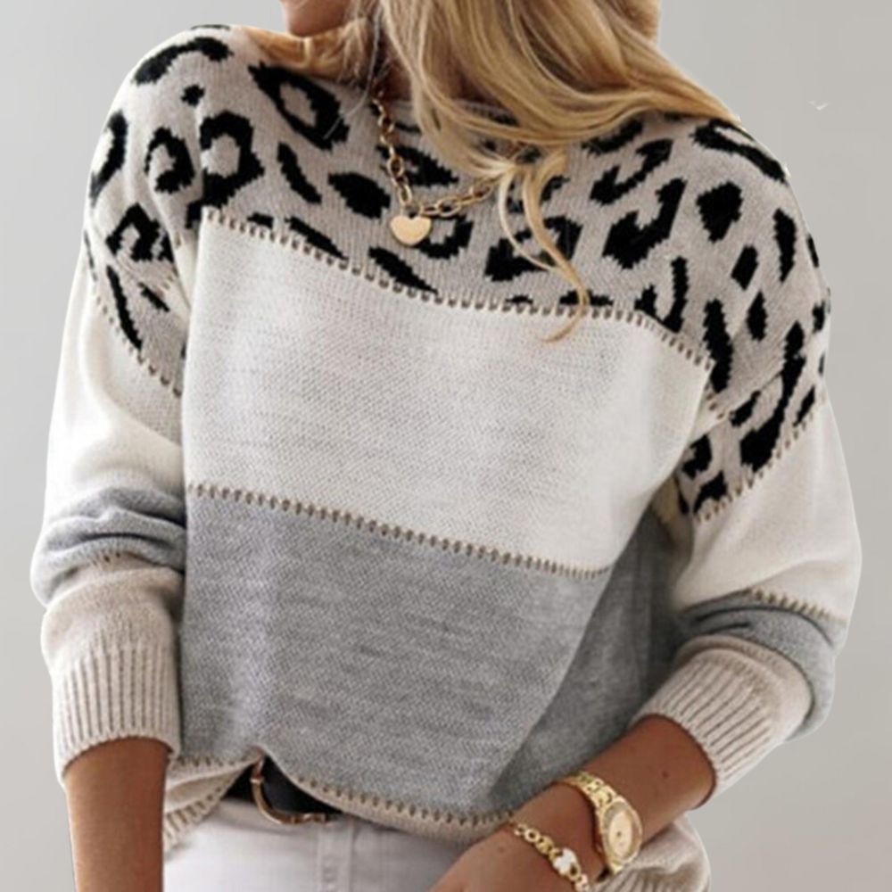 Trendiger und bequemer Leopardenmuster-Pullover