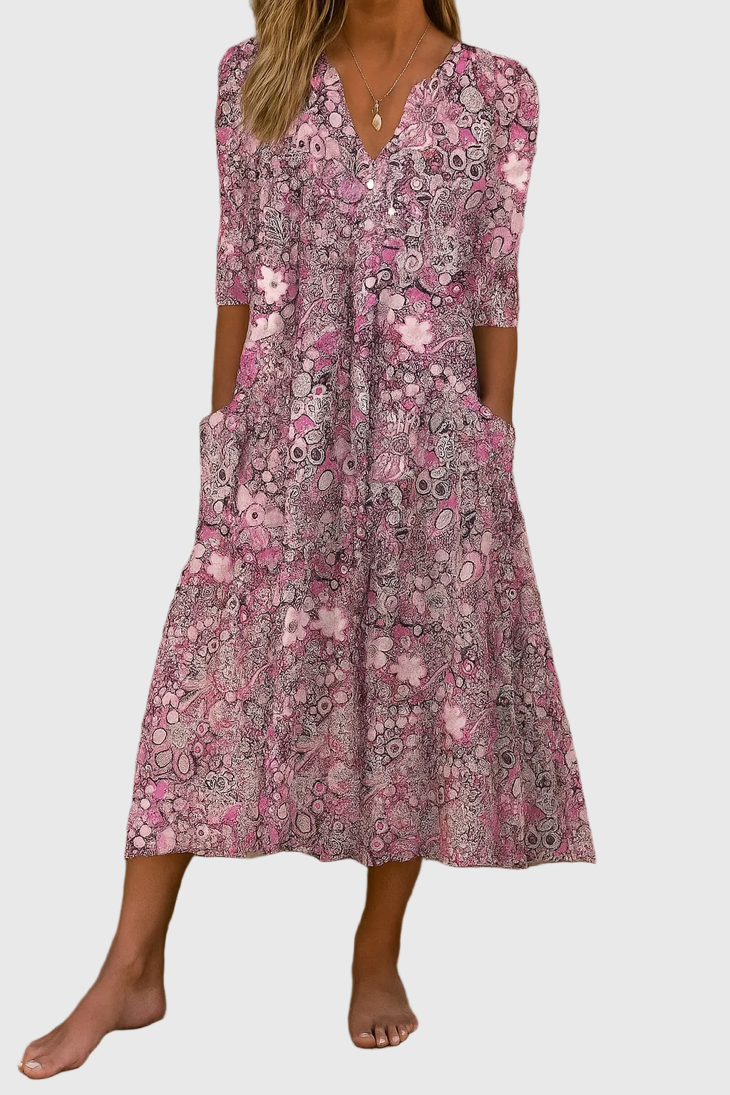 Rosa – Elegantes Midikleid