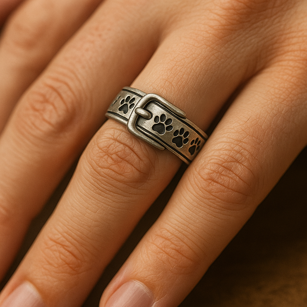 Ring mit süßem und elegantem Halsbandmotiv in Form eines Hundes