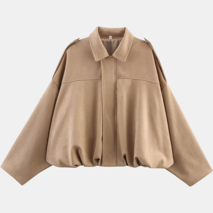 Damen Blouson Hem Batwing Ärmel Wildleder Aviator Jacke