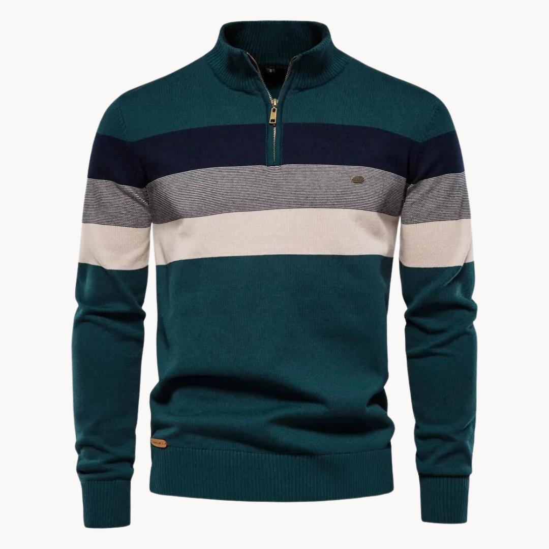 Eleganter Baumwollpullover mit Reißverschluss