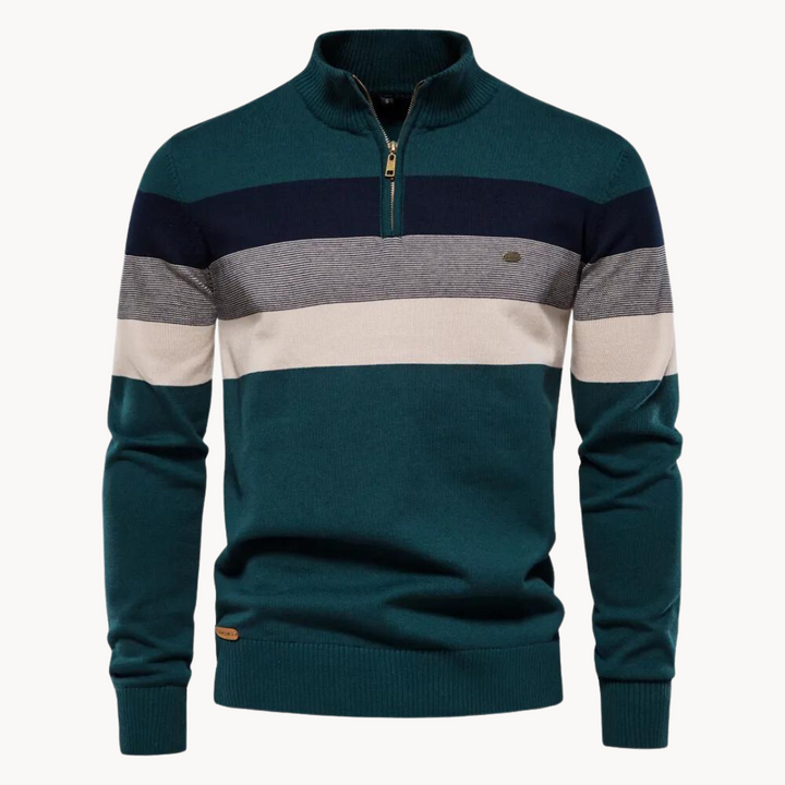 Eleganter Baumwollpullover mit Reißverschluss