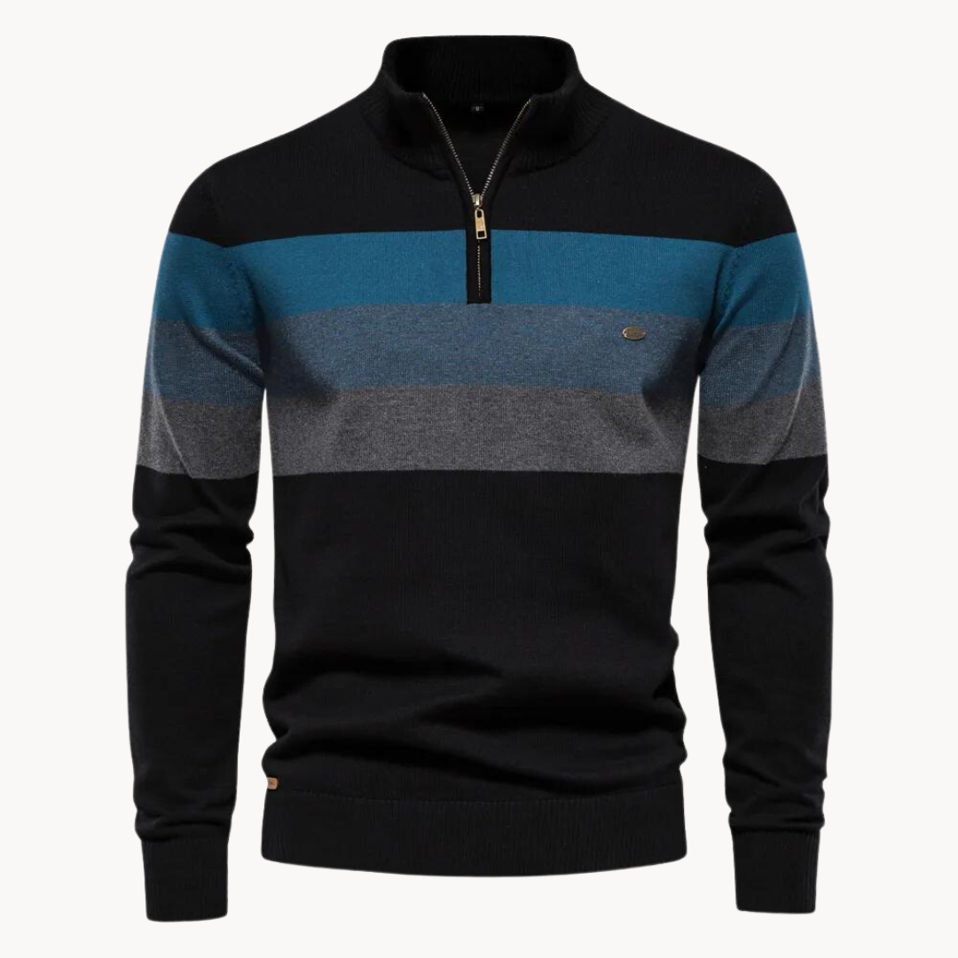 Eleganter Baumwollpullover mit Reißverschluss