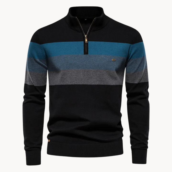 Eleganter Baumwollpullover mit Reißverschluss
