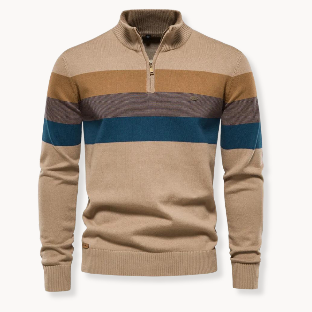 Eleganter Baumwollpullover mit Reißverschluss