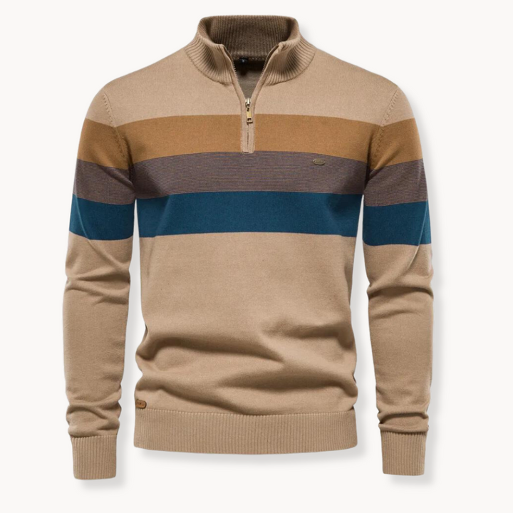 Eleganter Baumwollpullover mit Reißverschluss