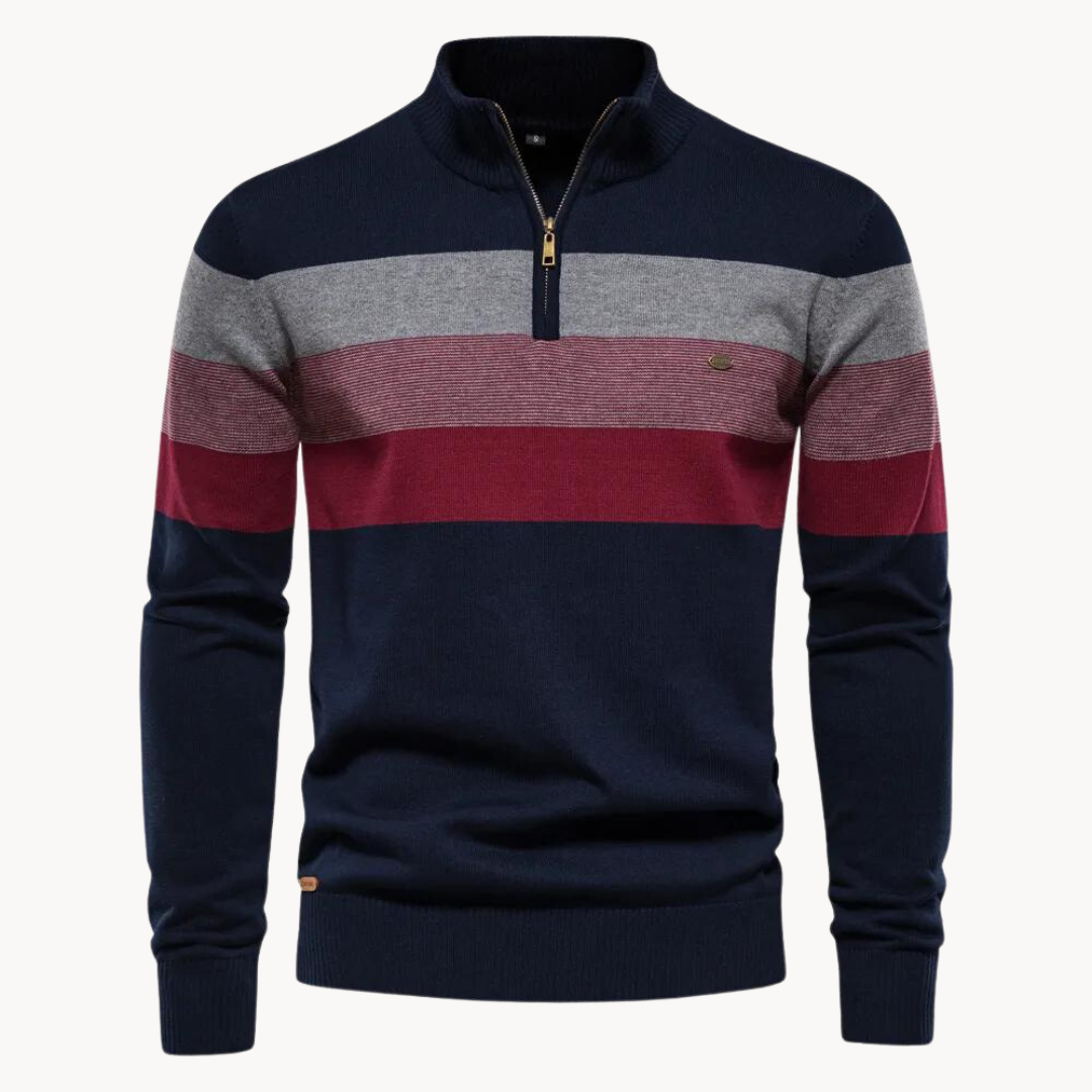 Eleganter Baumwollpullover mit Reißverschluss