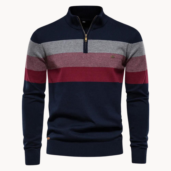 Eleganter Baumwollpullover mit Reißverschluss