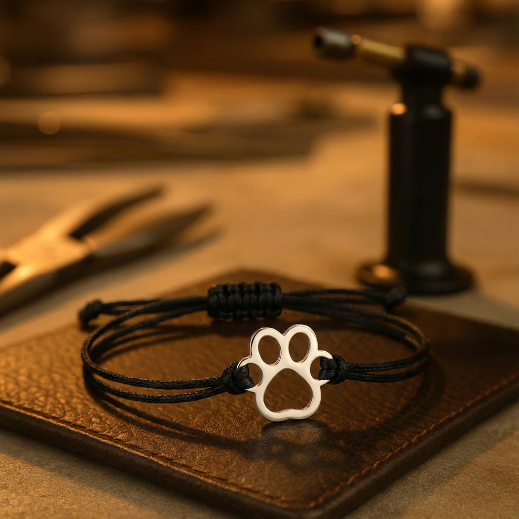 Verstellbares Armband mit schwarzem und rotem Band