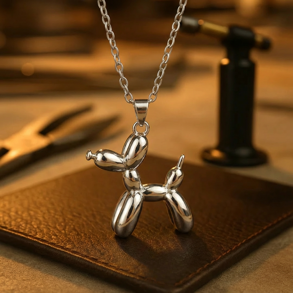 Halskette mit Hundeballon - Gold und Silber