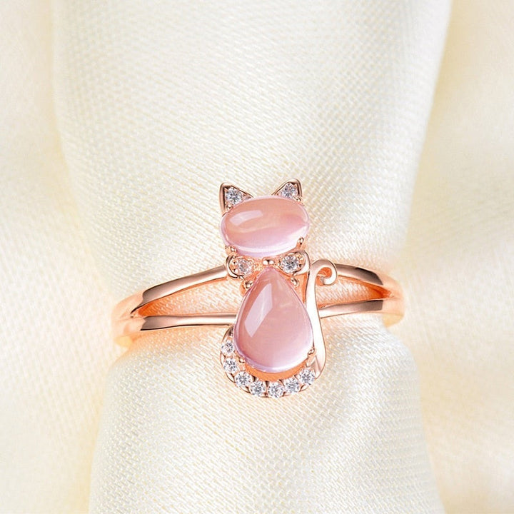 Ring mit Katze aus roségold