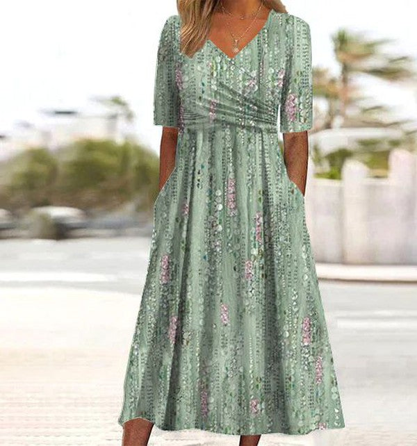 Mary - Midikleid mit botanischem Muster, das den Bauch gut kaschiert