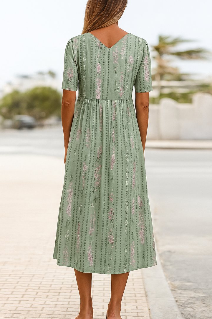 Mary - Midikleid mit botanischem Muster, das den Bauch gut kaschiert