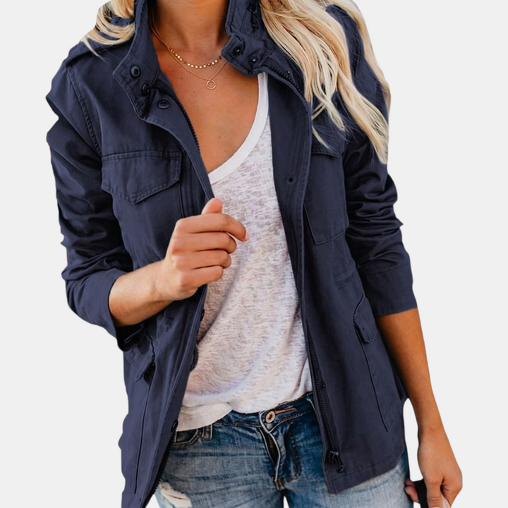 Damen Utility Cargo Jacke mit Mehrfachtaschen und Kordelzug in der Taille