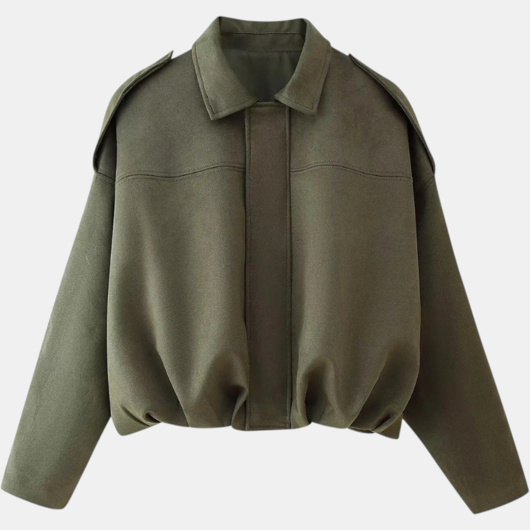 Damen Blouson Hem Batwing Ärmel Wildleder Aviator Jacke