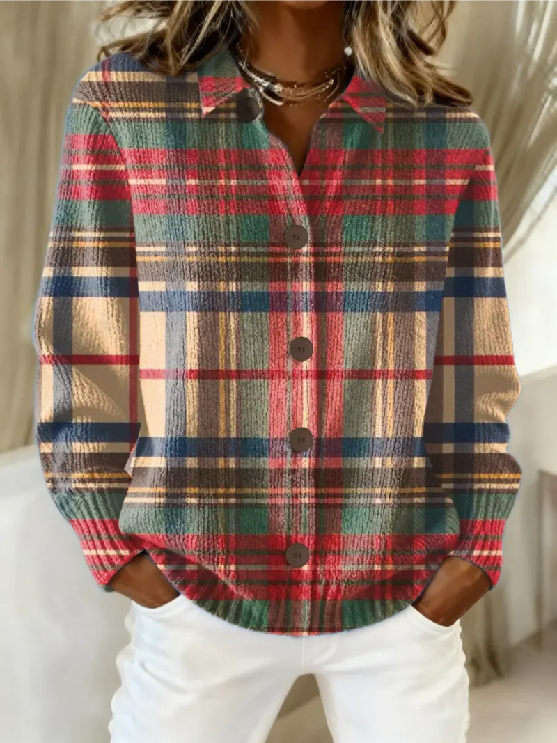 Gloria | Mehrfarbiger Karomuster-Button-Cardigan