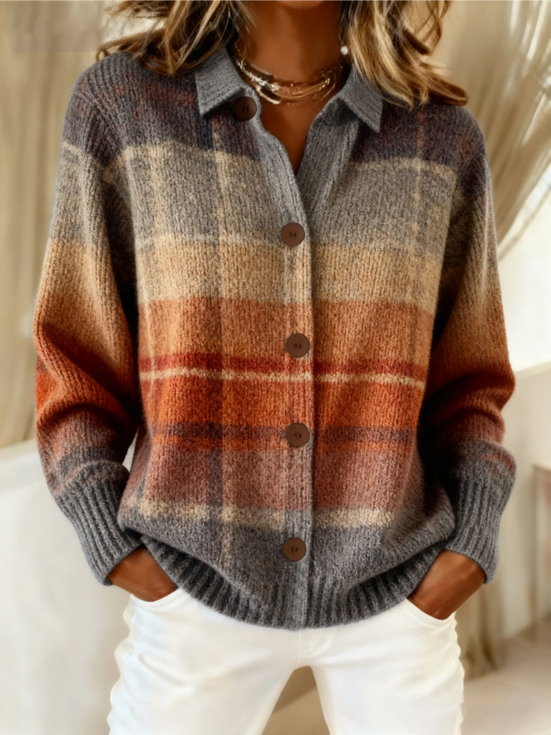 Edith | Herbst Ombre Plaid Cardigan