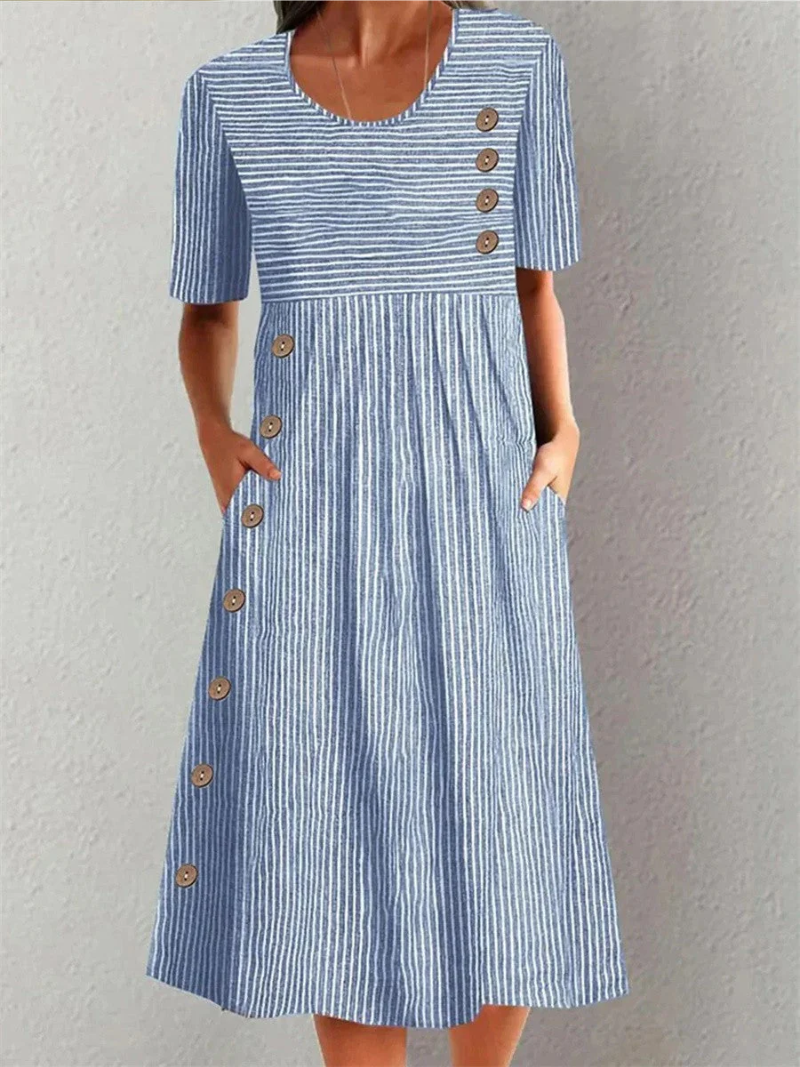 Marina - Elegantes gestreiftes Midikleid
