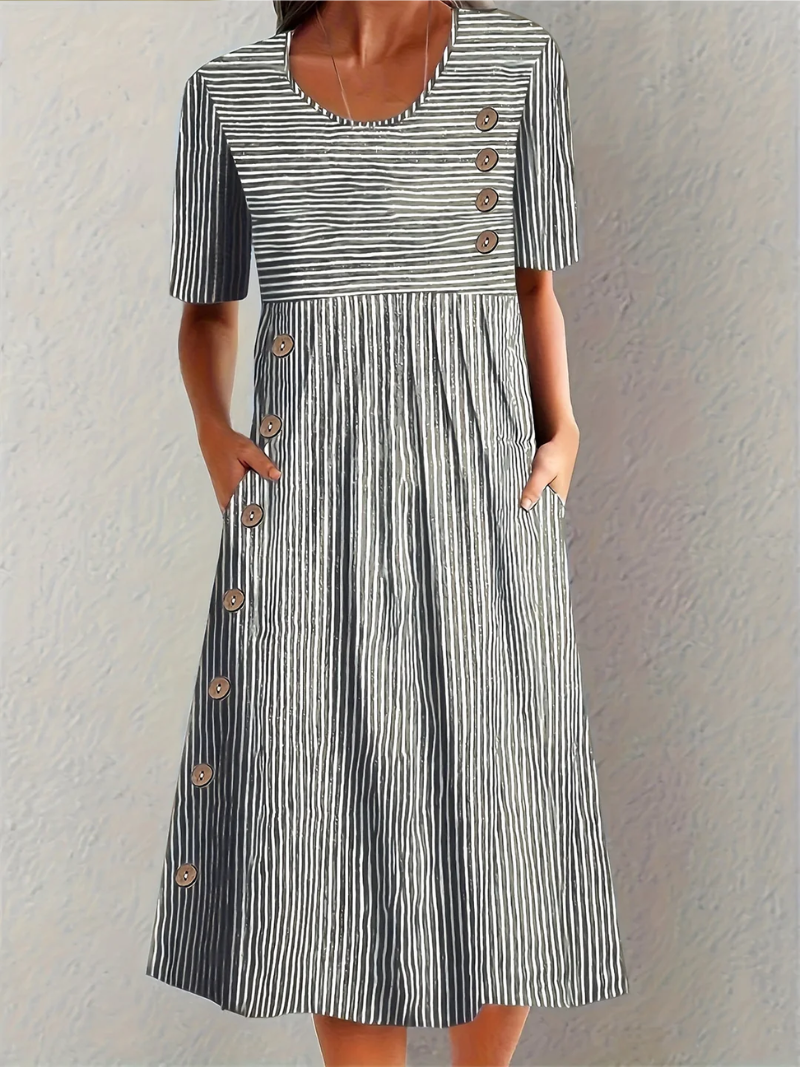 Marina - Elegantes gestreiftes Midikleid