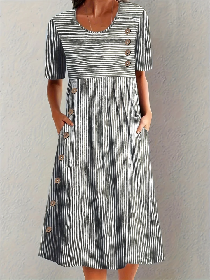 Marina - Elegantes gestreiftes Midikleid