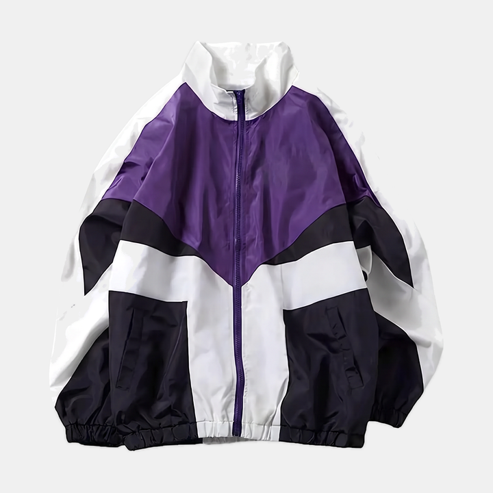 Damen Farbblock Windbreaker Track Jacket Oversized