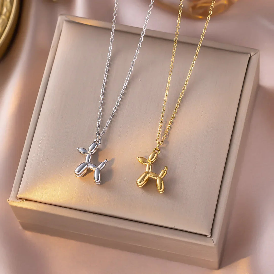 Halskette mit Hundeballon - Gold und Silber