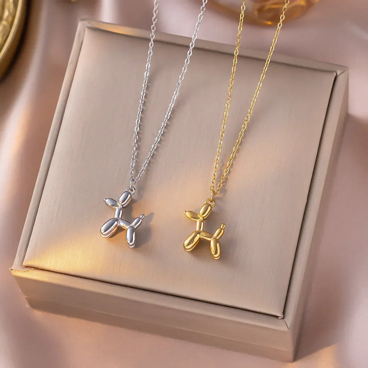 Halskette mit Hundeballon - Gold und Silber