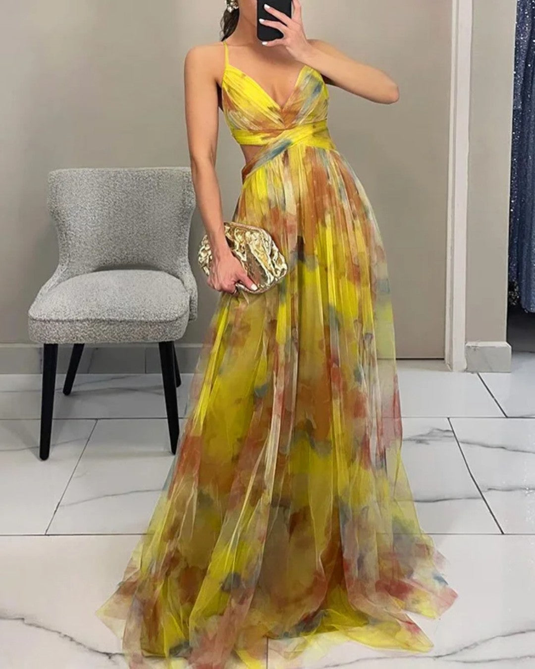 Delacroix – Elegantes florales Maxikleid