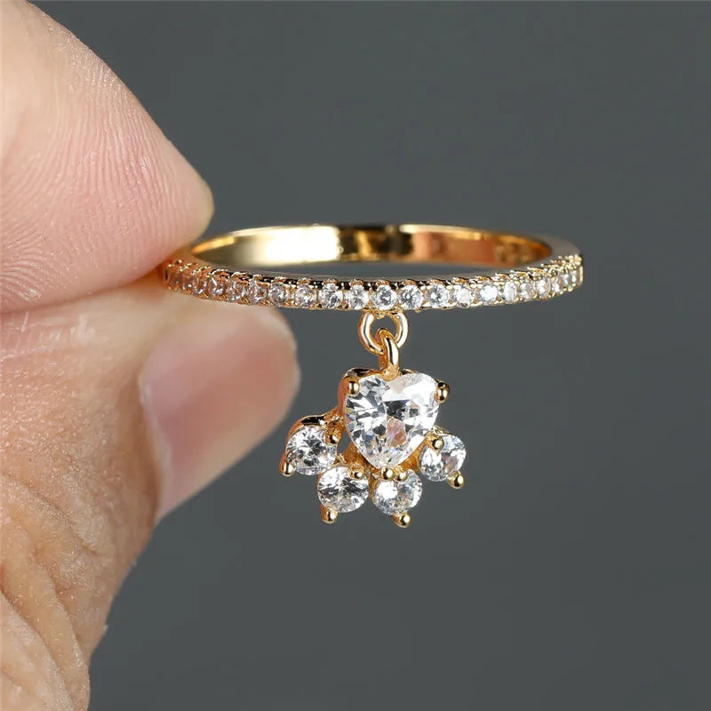 Anello Paw &amp; Heart – Effekt von Gold und Silber