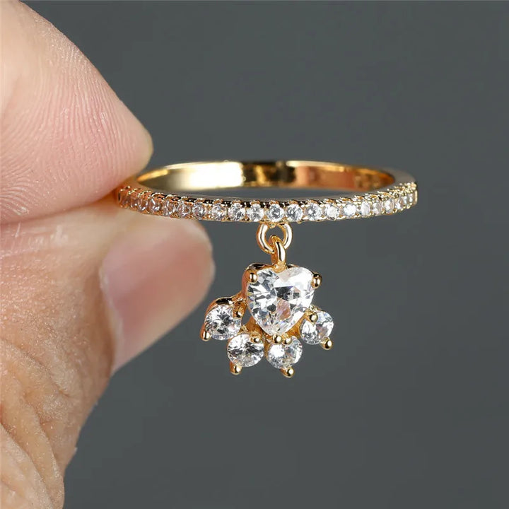 Anello Paw &amp; Heart – Effekt von Gold und Silber