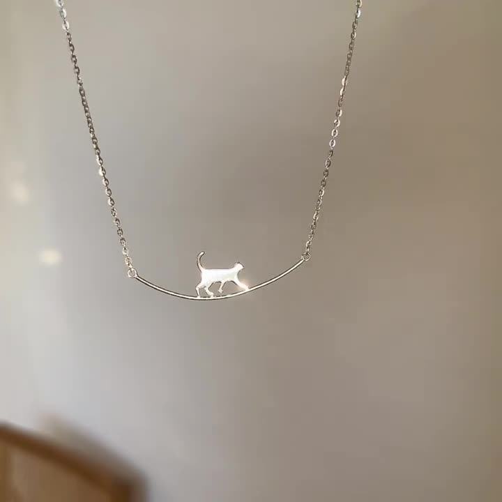 Katze, die klettert – Silberne Halskette