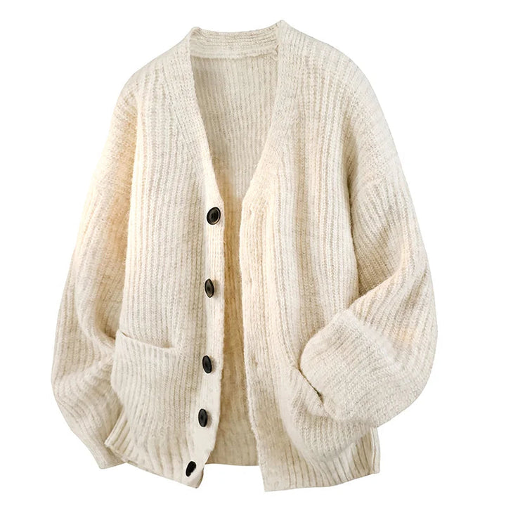 Locker geschnittener V-Ausschnitt-Cardigan