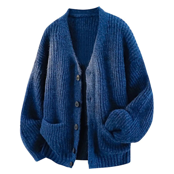 Locker geschnittener V-Ausschnitt-Cardigan
