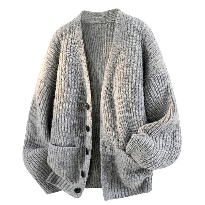 Locker geschnittener V-Ausschnitt-Cardigan
