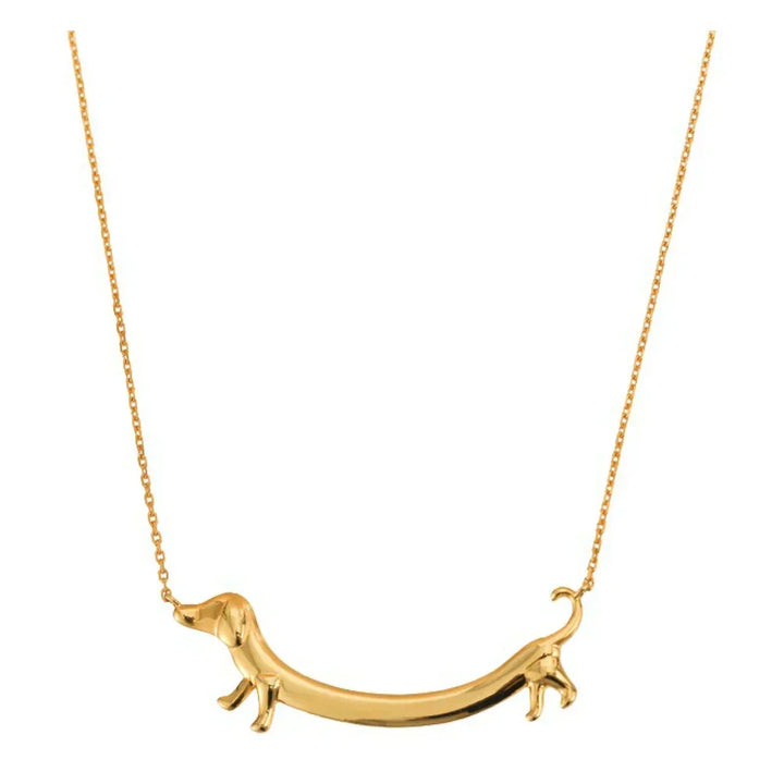 Halskette mit goldenem Dackel