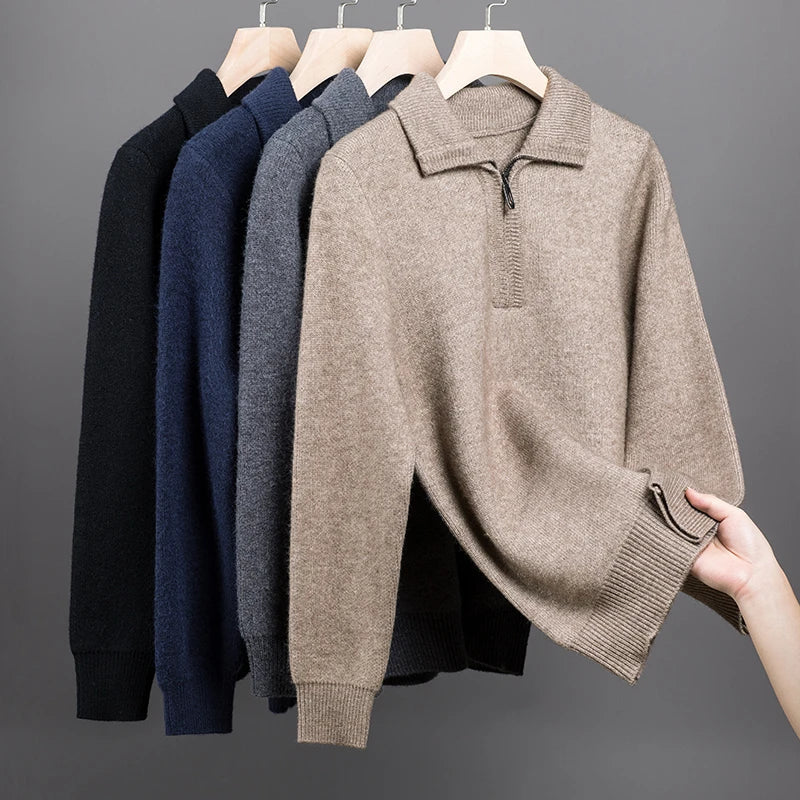 Schicker Kaschmir-Pullover mit Reißverschluss