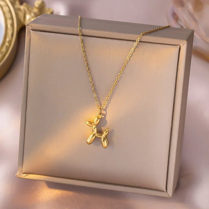 Halskette mit Hundeballon - Gold und Silber