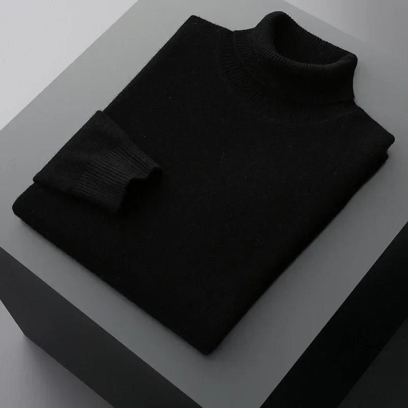 Schicker, dick gewirkter Rollkragenpullover aus Wolle