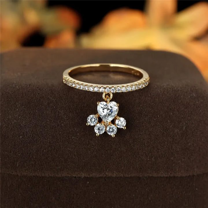 Anello Paw &amp; Heart – Effekt von Gold und Silber