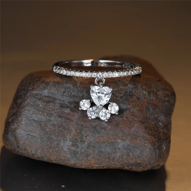 Anello Paw &amp; Heart – Effekt von Gold und Silber