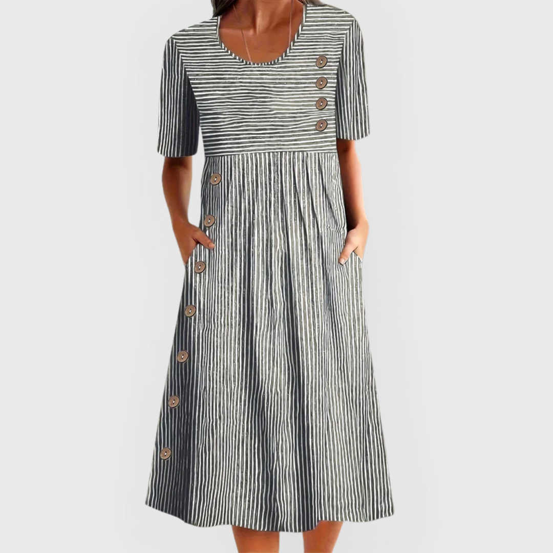 Wanda – Bequemes gestreiftes Midikleid