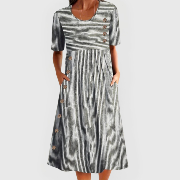 Wanda – Bequemes gestreiftes Midikleid
