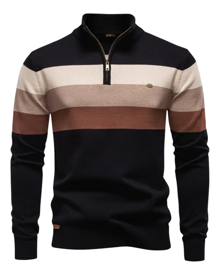Eleganter Baumwollpullover mit Reißverschluss