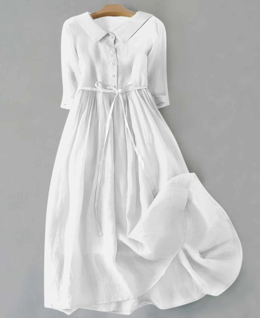 Lux - Elegantes kurzärmeliges Kleid mit Taillenbändern