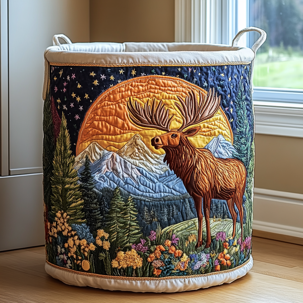 Tilda Gesteppter Wäschekorb mit Waldmotiv