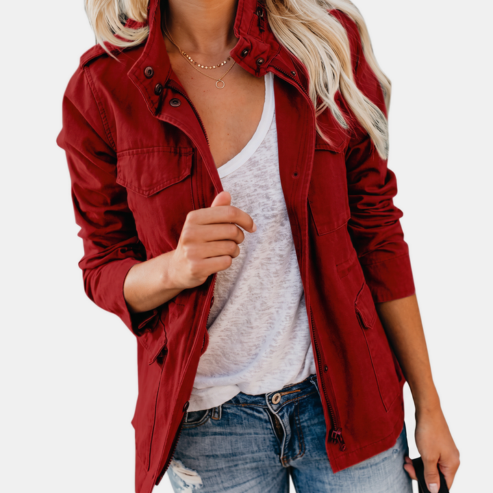 Damen Utility Cargo Jacke mit Mehrfachtaschen und Kordelzug in der Taille