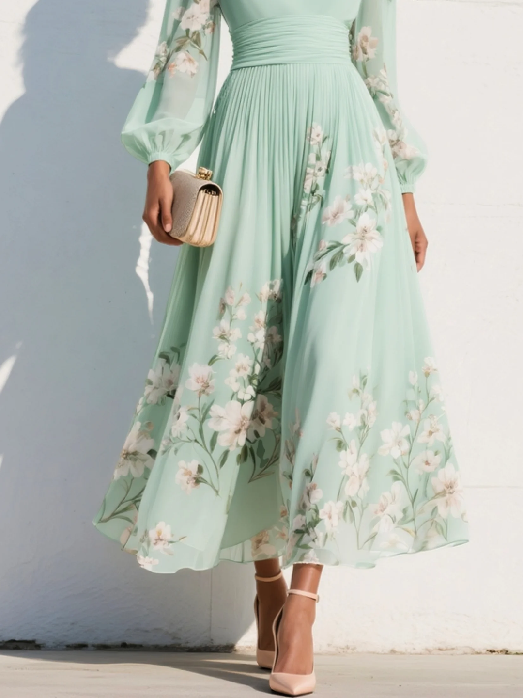 Lila – Elegantes Midikleid mit Blumenmuster