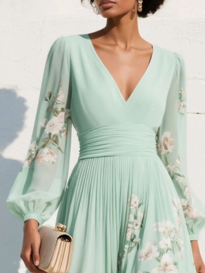 Lila – Elegantes Midikleid mit Blumenmuster